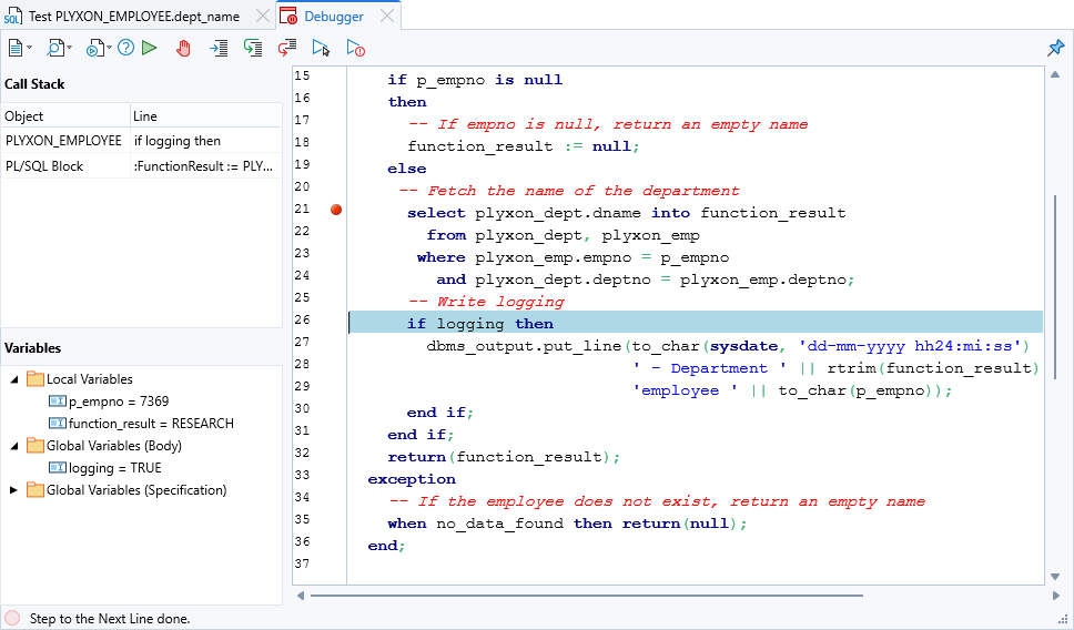 Integrated Debugger - Step In/Over/Out, Breakpoints